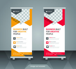 Corporate business roll up or stand banner template with abstract design