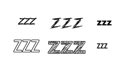 Fototapeta premium Set Hand Draws Collection Doodle Different Black Zzz Sleep Vector Design Style Cartoon Icons Sketch Night Dream