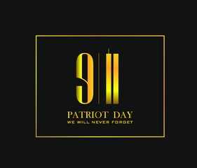 11 September- illustration for Patriot Day USA poster or banner background.