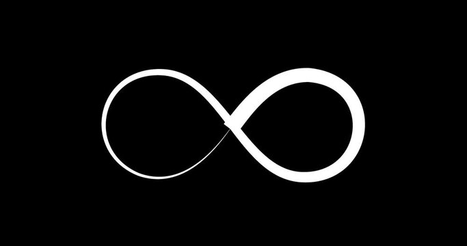 infinity symbol clipart of white color on black color background animation footage clip 4k