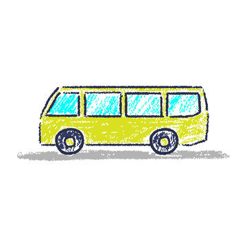 Bus icon. Colored contour linear silhouette. Pencil sketch drawing. Side view. Vector simple flat graphic hand drawn illustration. The isolated object on a white background. Isolate.