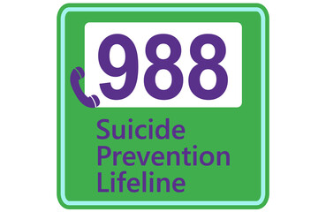 988 A graphic with a USA suicide prevention phone number as a motif.