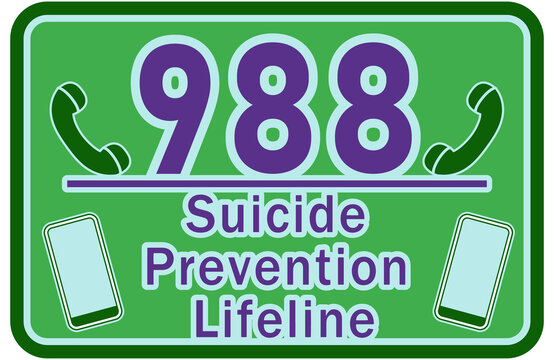 988 A Graphic With A USA Suicide Prevention Phone Number As A Motif.