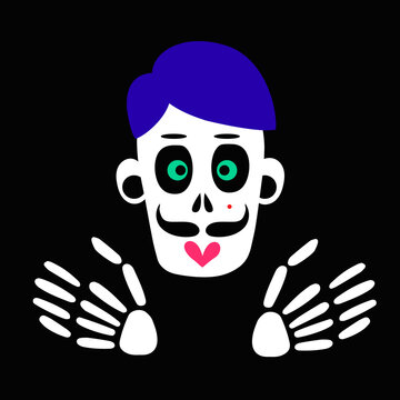 skeleton and skull of a zombie man. Vector illustration