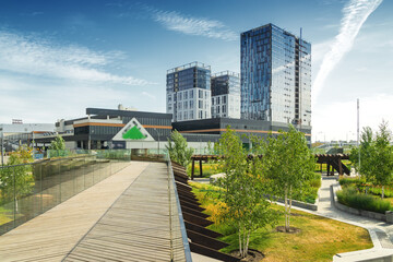 Morning view of architecture park Tufeleva roscha, Moscow, Russia.