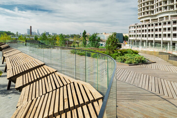 Morning view of architecture park Tufeleva roscha, Moscow, Russia.