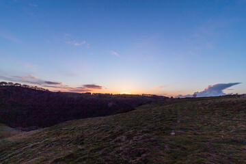 Fototapeta na wymiar Sunset in the Peak District in the town of Milldale spring time