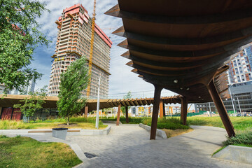 Morning view of architecture park Tufeleva roscha, Moscow, Russia.