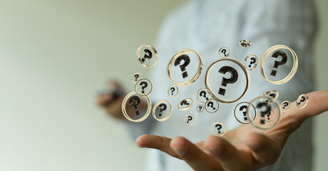 solving problem with digital question marks 3D rendering