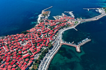 Bulgaria, Nessebar island, sea background. Black Sea cost. - 454403133