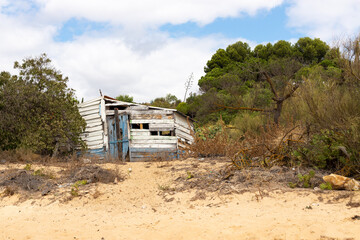 Obraz na płótnie Canvas Fisherman's hut on Cacela Velha beach, Ria Formosa, Algarve, Portugal