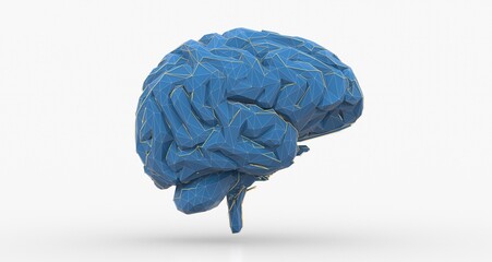 Artificial intelligence. Technology web background. Virtual concept brain 3d