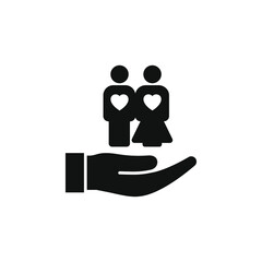 Couple icon on hand. Man and women dating flat style isolated on white background. Vector illustration