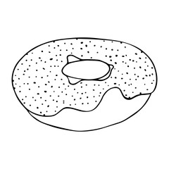 Donut doodles. Hand drawn vector illustration. Donut isolated on white background. Line art.