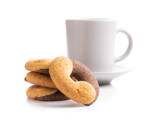Sweet round biscuits. Cookies with double flavor