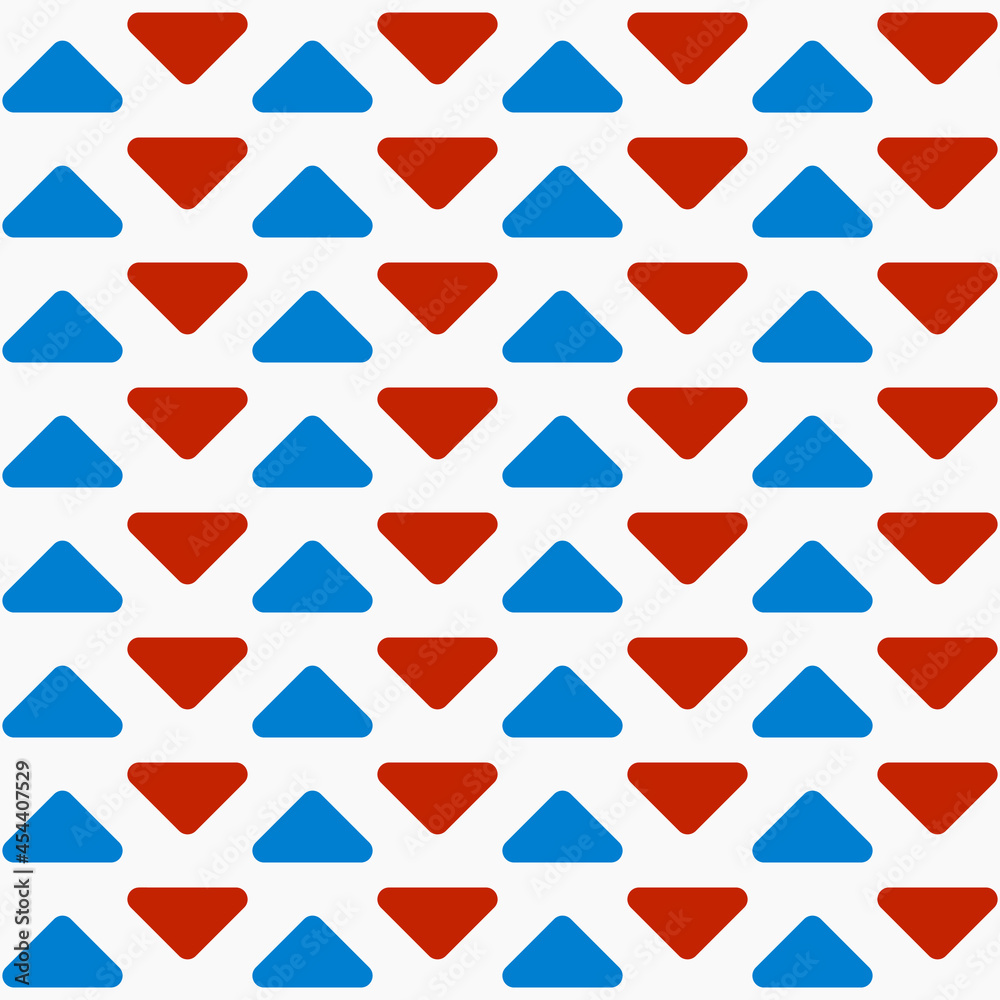 Aufkleber red and blue triangles pattern. vector repeated arrow shapes and white background.