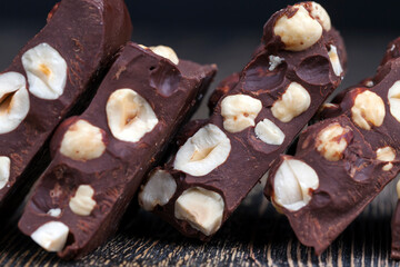 bitter chocolate with hazelnuts, homemade