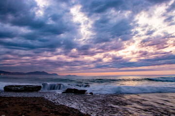 Atardecer en la playa de Azkorri, Getxo.