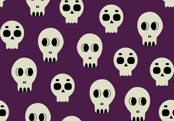Seamless pattern with sculls. Halloween flat background. Day of the dead. Dia de los muertos