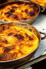 Traditional Romanian baked house pie with cheese.