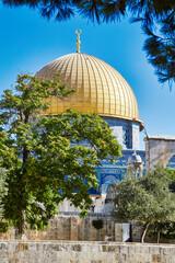 The Dome of the Rock, Islamic shrine located on the Temple Mount in the Old City of Jerusalem. He...