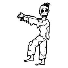 hand drawn illustration of halloween zombie in doodle style