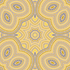 Muslim authentic floral vector seamless motif. Fabric print design. Modern chinese pattern. Floor print design. Star symmetry composition.