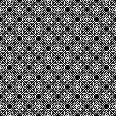 Black and white surface pattern texture. Bw ornamental graphic design. Mosaic ornaments. Pattern template. Vector illustration.
