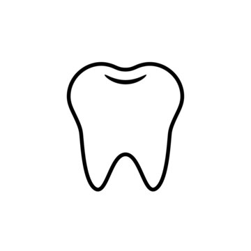Tooth logo icon for dentist or stomatology dental care design template. Vector isolated black outline line tooth symbol for dentistry clinic or dentist medical center and toothpaste package