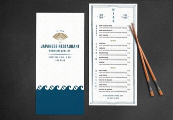 Thin Japanese Sushi Restaurant Menu Flyer Card