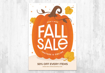 Autumn Fall Flyer with Pumpkin Illustration