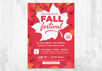 Fall Festival Flyer with Autumn Leaves