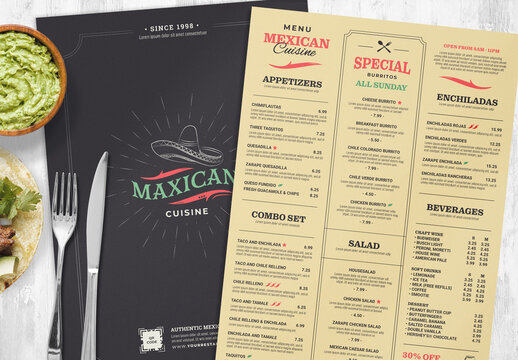 Mexican Food Menu Layout with Rustic Style