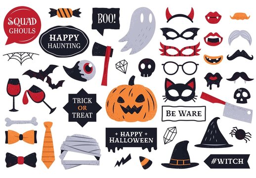 Halloween Vector Illustrations Stickers Digital Props Overlays