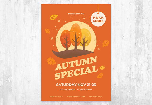 Autumn Fall Flyer with Rustic Autumnal Colours
