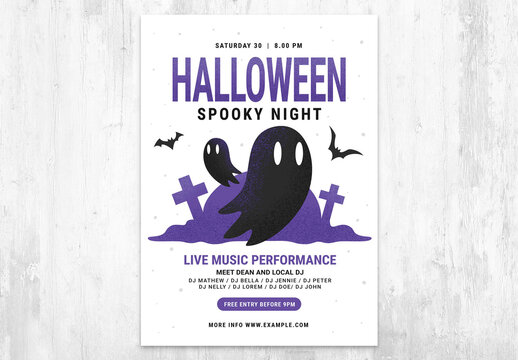 Halloween Flyer with Ghost Illustrations