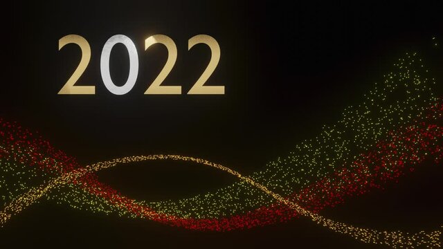 2022 new year lettering with flows of small particles - 3d render
