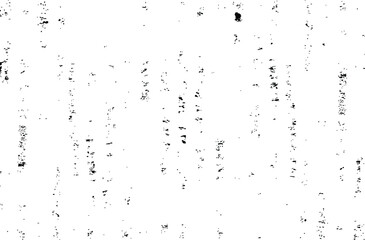 Small uneven spots and particles of debris. Abstract vector texture. Distressed uneven background. Grunge texture overlay with fine grains isolated on white background. Vector illustration. EPS10.