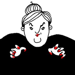 illustration of funny plump woman doing something magic isolated on white 