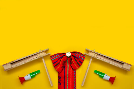 Typical folklore, Mexican ribbon with decoration of independence day. 15 September.