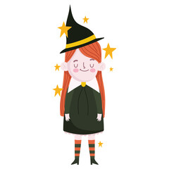 cute girl in witch costume