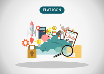 Internet security and data protection concept flat vector illustration