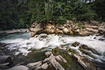 mountain river with crystal clear water.