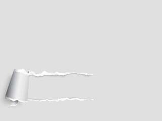 Creative look of white torn paper with copy space. 3d rendering.