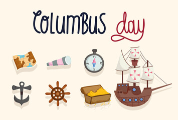 Columbus Day icons set