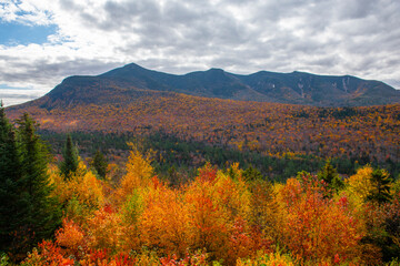 Hancock Notch Overlook on Kancamagus Highway in White Mountain National Forest in fall, Town of...