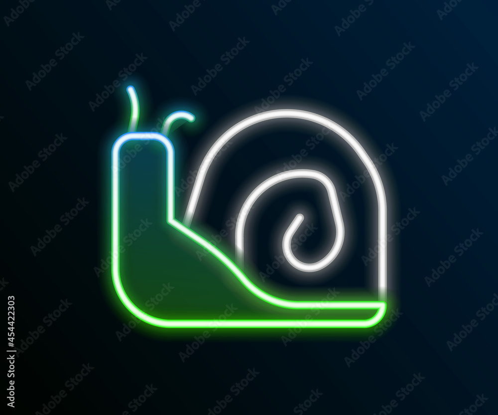 Poster glowing neon line snail icon isolated on black background. colorful outline concept. vector