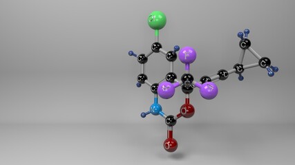 Efavirenz molecule. Molecular structure of sustiva, antiviral drug used as HIV Type-1 treatment. Footage available.
