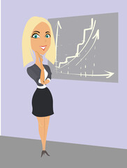 business woman shows graphic at office work