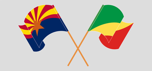 Crossed and waving flags of the State of Arizona and Republic of the Congo